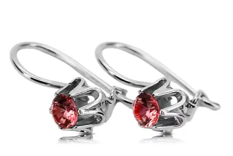 Стерлінгове срібло 925 925 Ruby Сережки vec013s Російський Радянський СРСР Вінтаж Ар-деко style